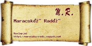 Maracskó Radó névjegykártya